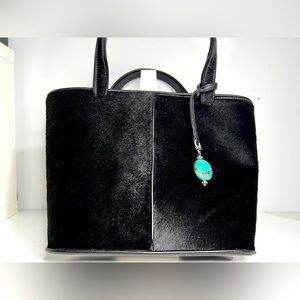 Vicenza purse| handbag | leather | fur| black